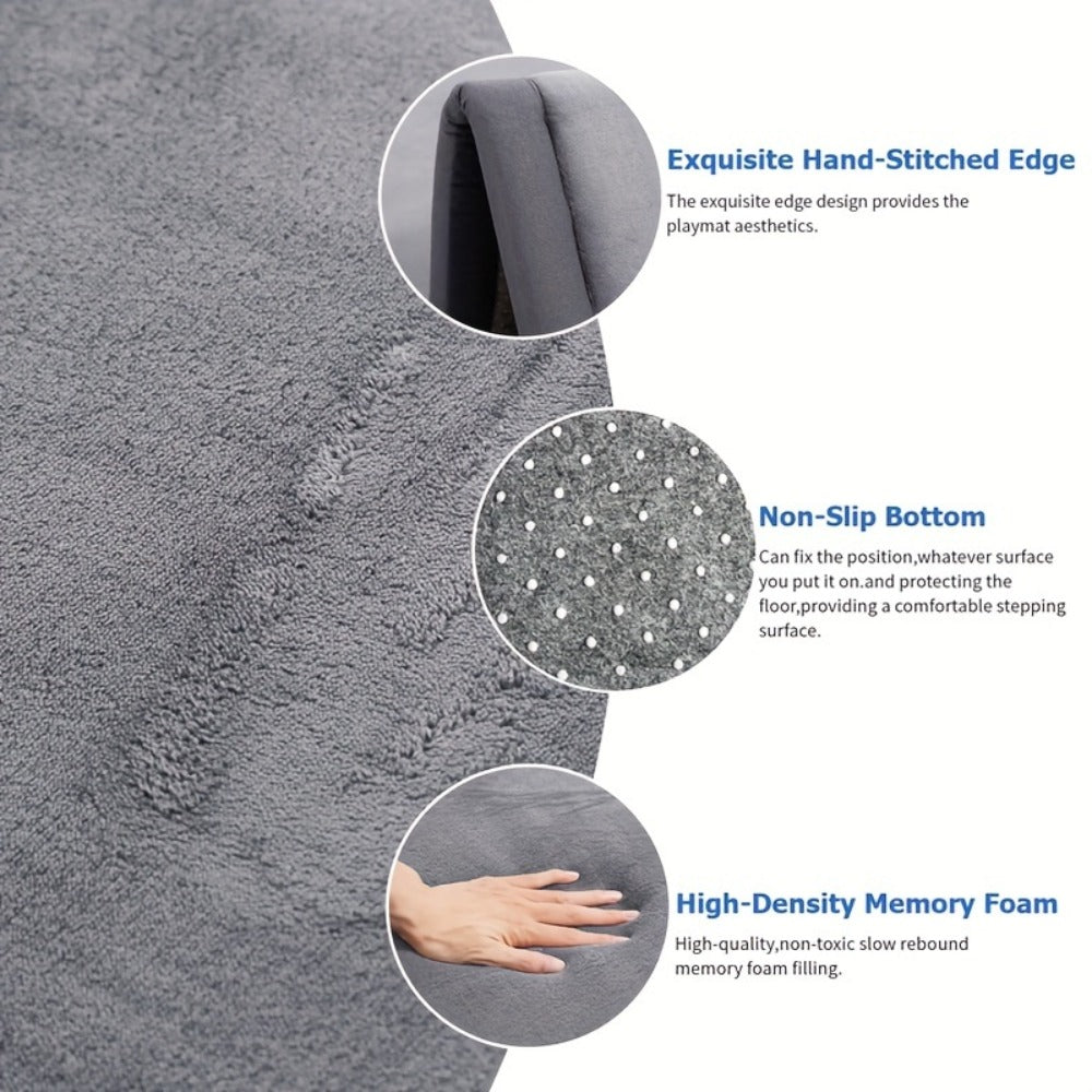 Tatami Floor Mat Thick Foam Padded Rug Coral Velvet Baby Play Mat Crawling Mat for Kids Nursery Playroom Living Room Yoga Mat Japanese Style