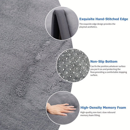 Tatami Floor Mat Thick Foam Padded Rug Coral Velvet Baby Play Mat Crawling Mat for Kids Nursery Playroom Living Room Yoga Mat Japanese Style