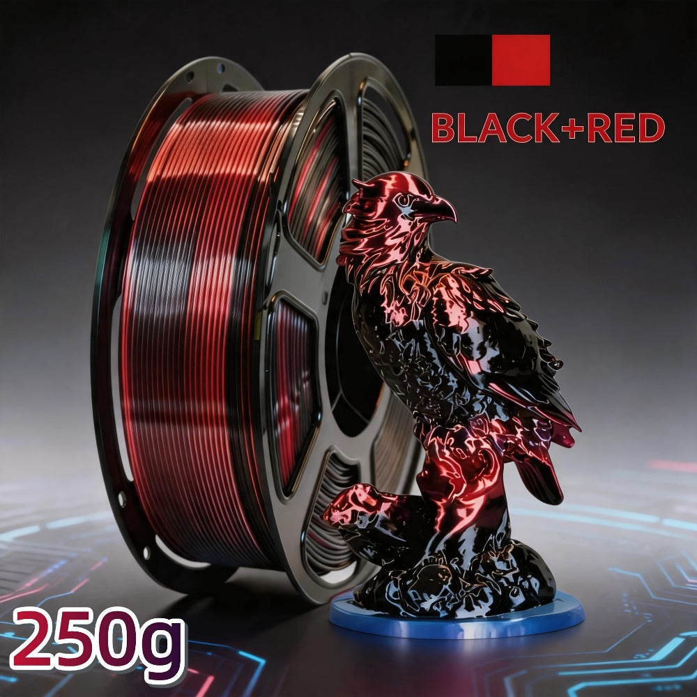 Dual Color PLA Filament 1.75mm 250g Vacuum Packed – Neatly Wound High Precision ±0.02mm Smooth Printing Two-Tone Gradient 3D Printer