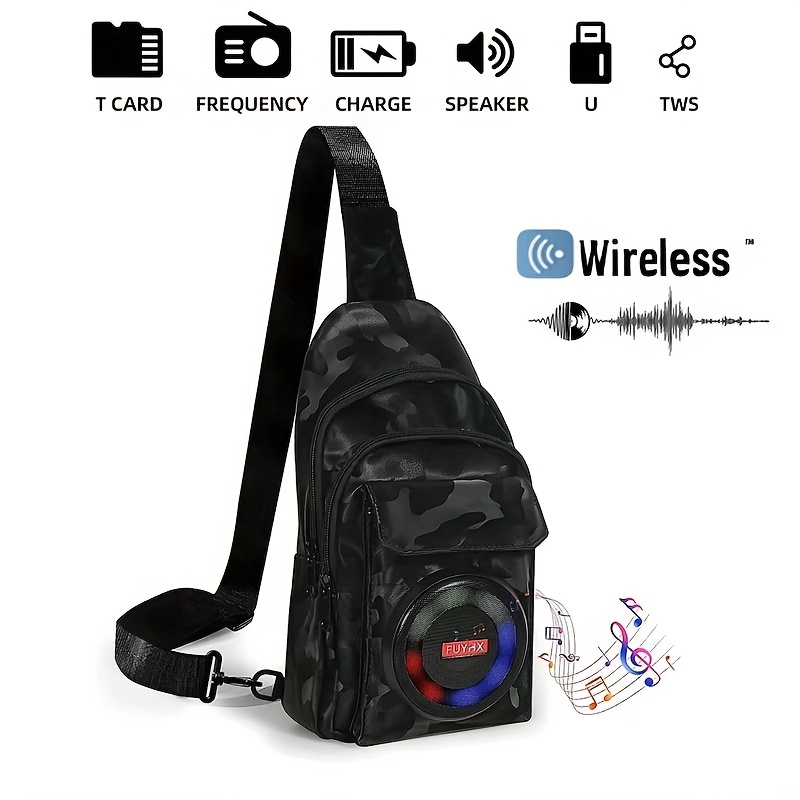 Portable Speaker Chest Bag with Built-in Amplifier, Tour Guide Wearable Sound System, USB Charging Crossbody Bag for Outdoor Park Strolls
