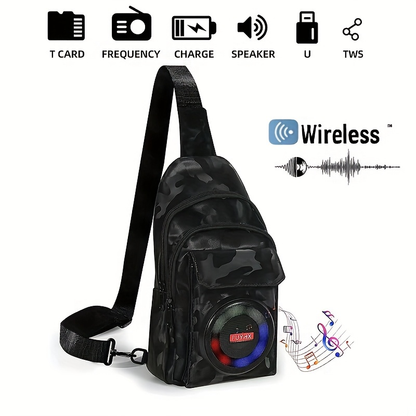 Portable Speaker Chest Bag with Built-in Amplifier, Tour Guide Wearable Sound System, USB Charging Crossbody Bag for Outdoor Park Strolls