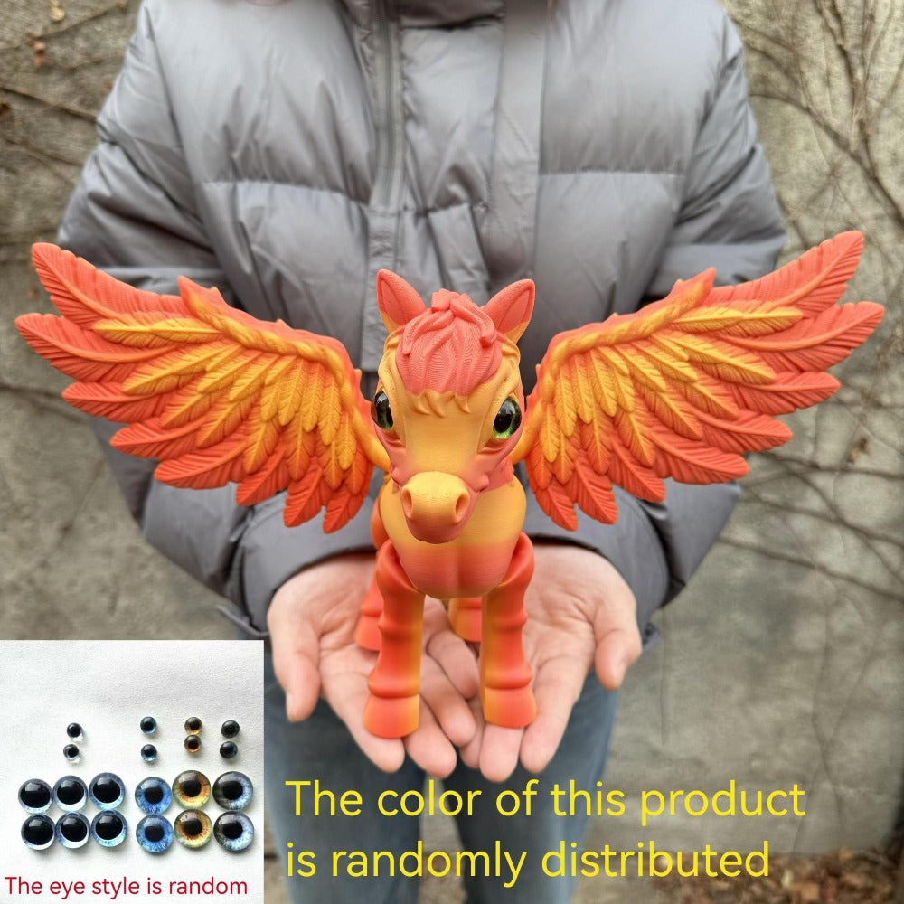 Pegasus Flying Horse Figurine Articulated 3D Printed, Large Poseable Mythology Fantasy Sculpture 10 Color Styles
