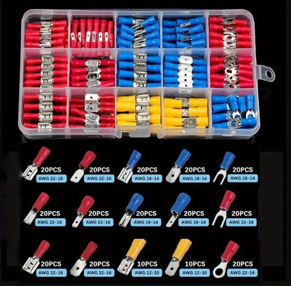 Electrical Crimp Terminals 280pcs Assorted Kit, Insulated Ring Fork Spade & Butt Wire Connectors for Automotive Marine & Home Wiring