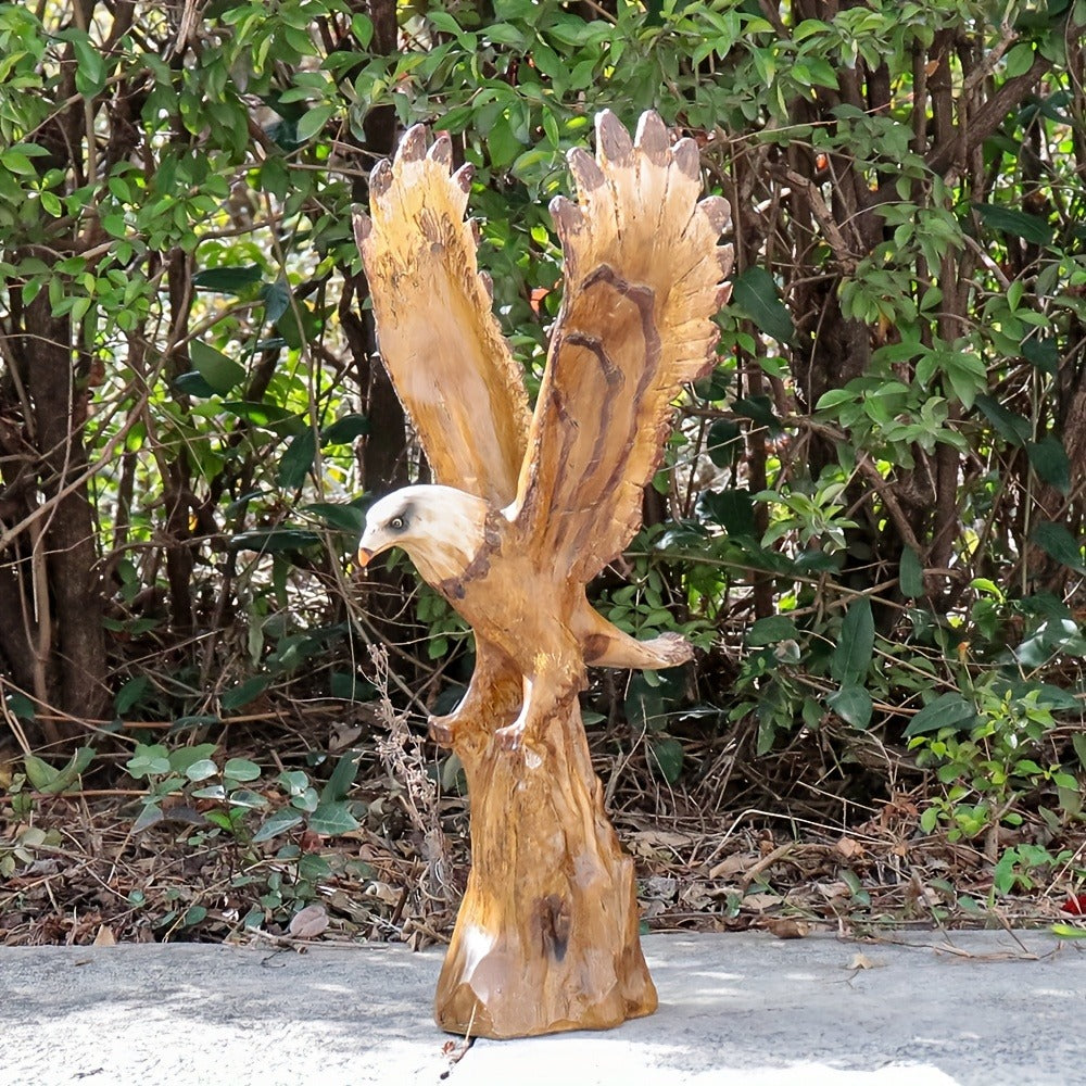 Eagle Statue 15.5-Inch Lifelike Resin Sculpture, Majestic Bald Eagle Figurine for Outdoor Garden, Patio, Yard & Indoor Home Decor