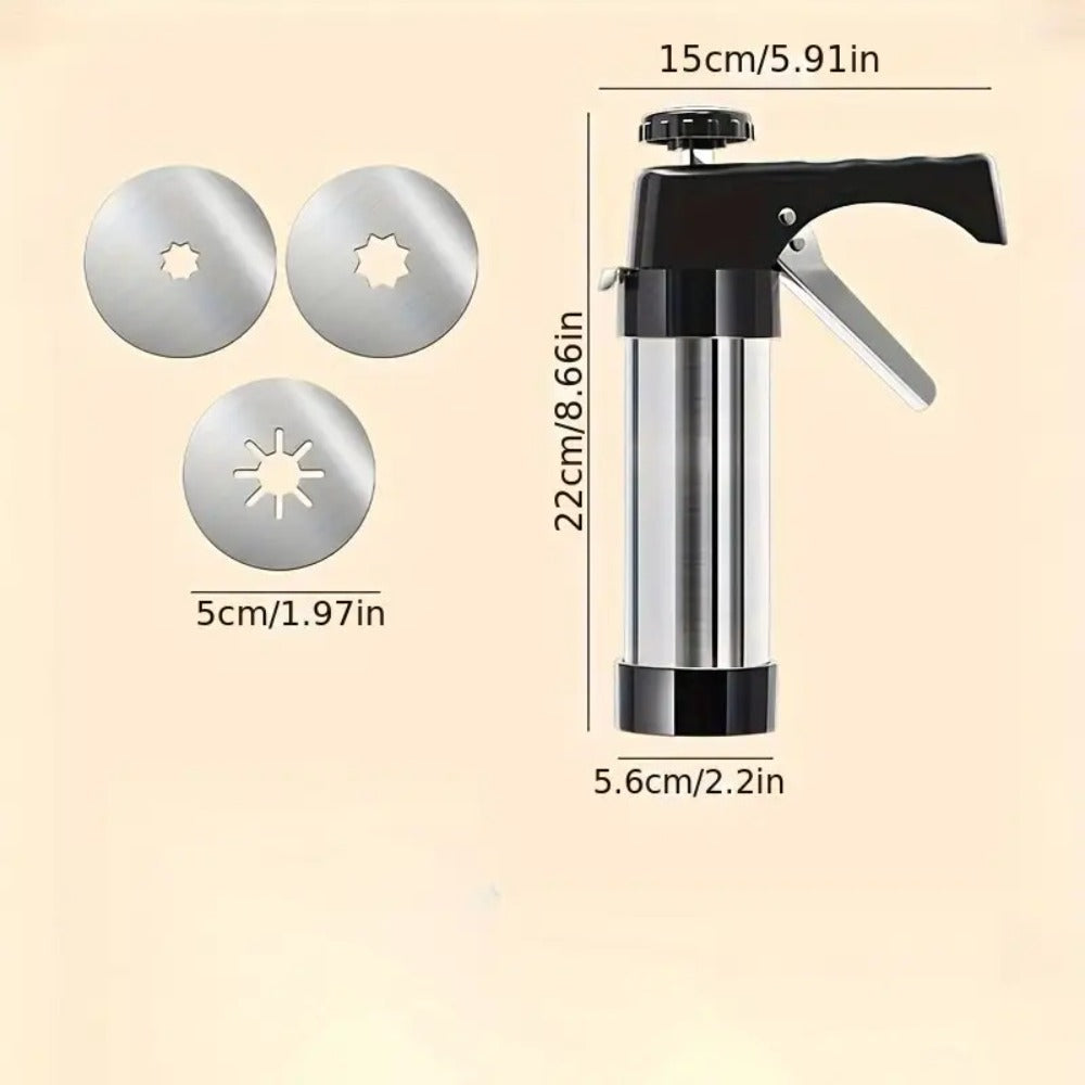 Cookie Press Biscuit Machine 8pcs, Heavy Duty Manual Spanish Cookie Maker with 8 Discs, No Electricity Required, Three-Stable System