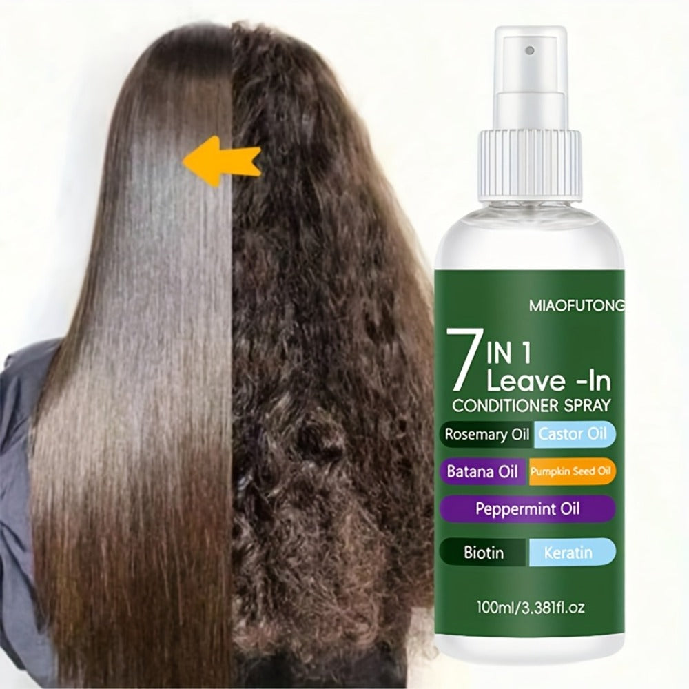 Leave-In Conditioning Spray 7-in-1 Argan Oil Rosemary Biotin Keratin Collagen - Heat for Bath Time, Home Spa and Personal Care