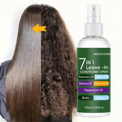 Leave-In Conditioning Spray 7-in-1 Argan Oil Rosemary Biotin Keratin Collagen - Heat for Bath Time, Home Spa and Personal Care