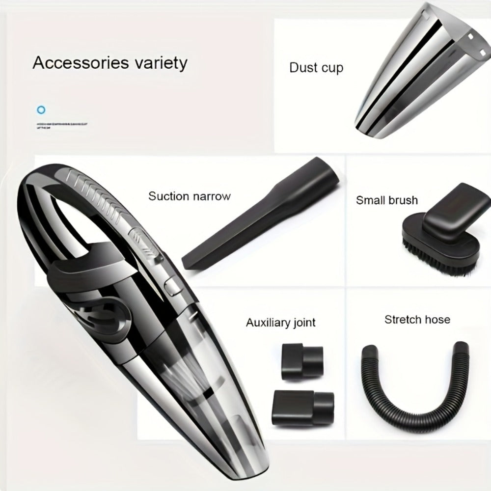 Handheld Vacuum Cleaner with USB Charging, Aluminum Fan Blade, Accessory Set and Black Finish