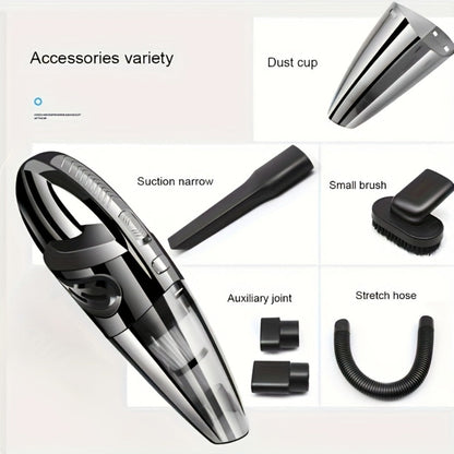 Handheld Vacuum Cleaner with USB Charging, Aluminum Fan Blade, Accessory Set and Black Finish