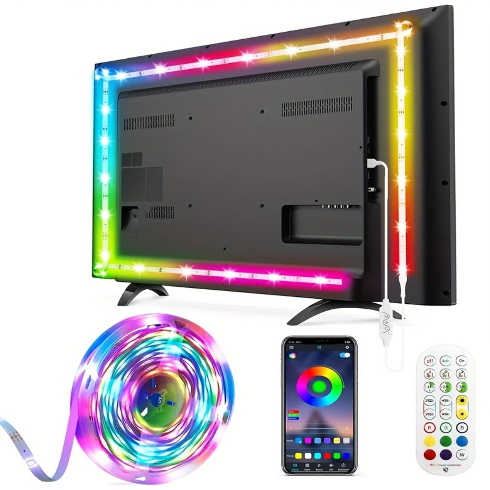 RGBIC TV Backlight Strip Lights for 10-85 Inch TV & Monitor, USB Powered Smart LED Bias Lighting with App Control
