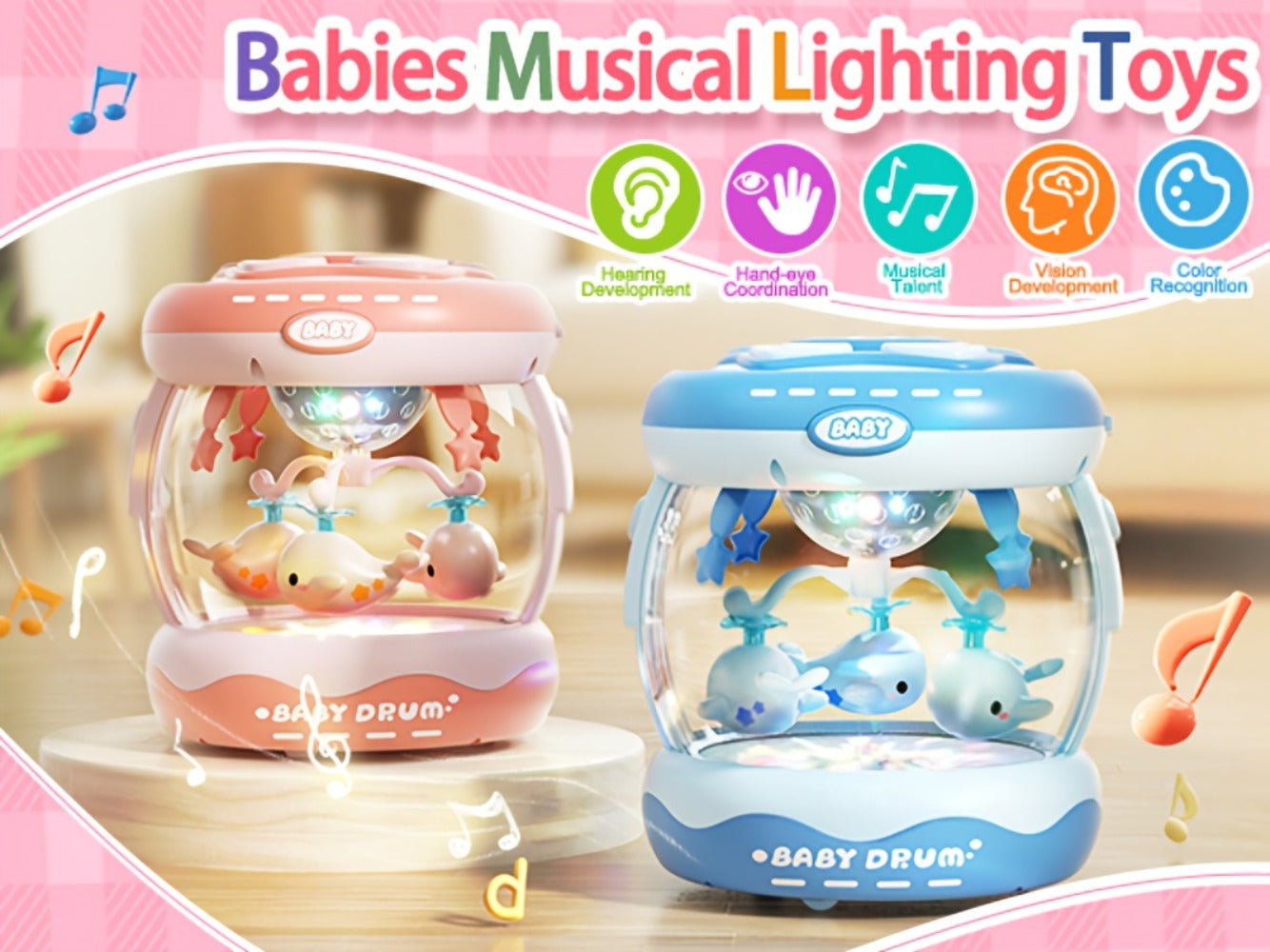 Baby Rotating Projector Music Toy 3 Months+, Interactive Animal Sounds & Lights, Multi-Functional Sensory Learning Toy for Infants
