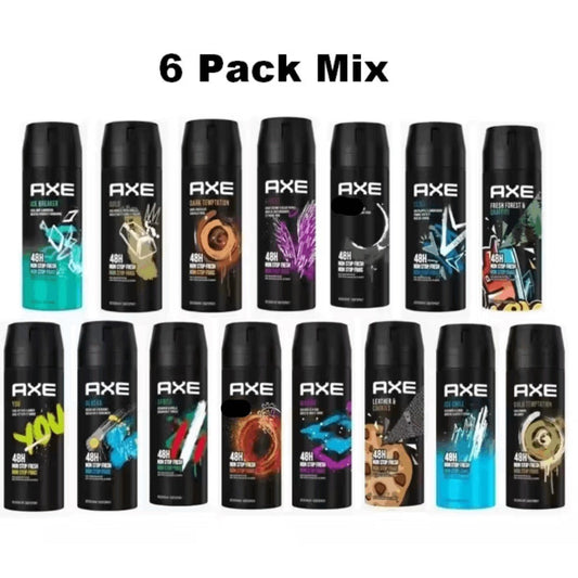 Axe Body Spray 6-Pack Variety Set 150ml Men's Fragrance Bundle – Long Lasting Bold Scents Deodorant Spray for Men Gym Travel Daily Use 5 fl