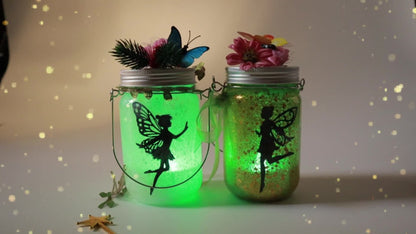 Fairy Mason Jar Lantern Craft Kit for Two Lights with Color-Changing LED Candles and Remote Control