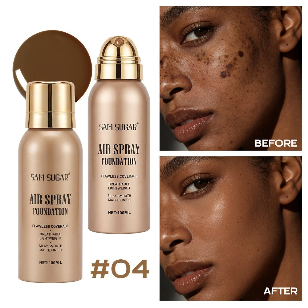 Air-Spray Liquid Foundation in Gold-Tone Bottle with Four Numbered Shade Options from 01 to 04