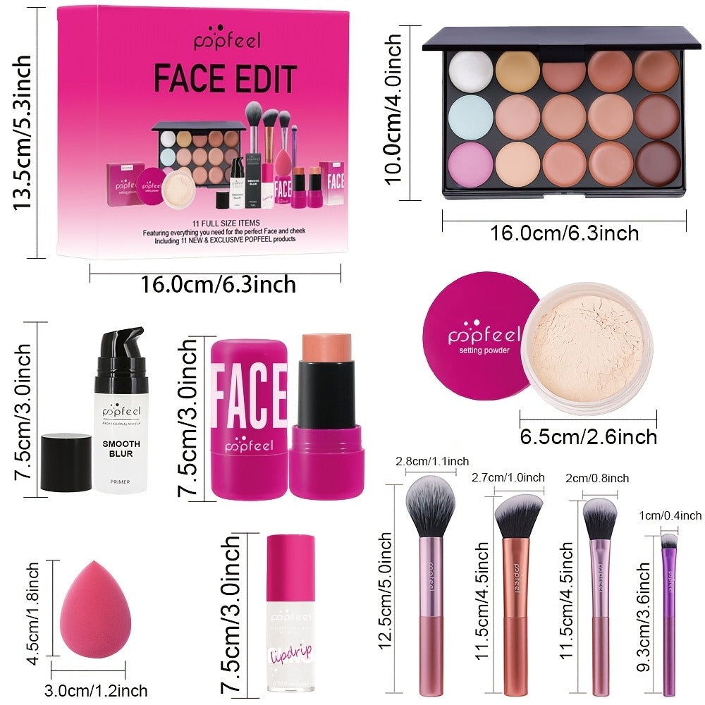 Makeup Gift Set Box for Women Teens – Eyeshadow Palette Blush & Foundation Waterproof Long-Lasting Complete Beauty Cosmetic Kit All Skin