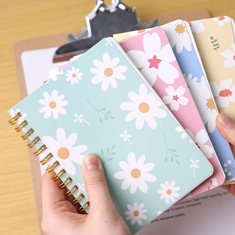 A6 Spiral Notebooks 8 Pack – Floral Design College Ruled Journals with Tear-Off Pages | Portable Memo Pads for Students & Office | Gift Set