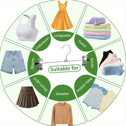 Pants Hangers with Clips 30-Pack – Adjustable Metal Skirt Hangers with 360° Rotatable Clips for Jeans, Trousers, Skirts, Dresses & Ties