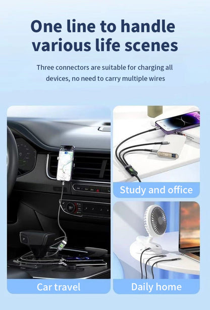 MFi 3-in-1 Charging Cable 100W Fast Charge 4/8 Pack for an Everyday Personal Care Routine, with Listed Configuration
