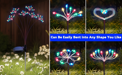 Solar Garden Lights 4-Pack Swaying Firework Stakes with Two Modes and Six Colors for Flowerbed Decor