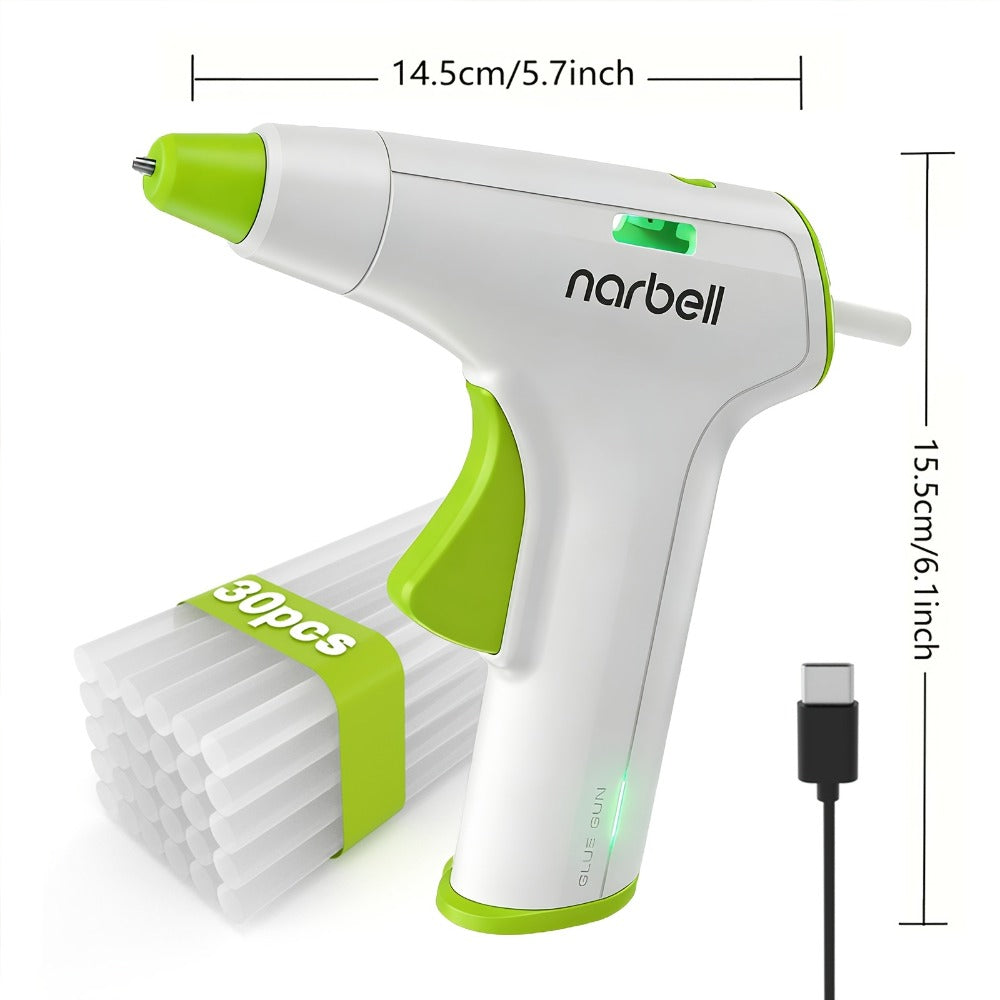 Cordless Hot Glue Gun Fast Heating USB Rechargeable 2000mAh, 12-Second Heat-Up, Anti-Drip Nozzle
