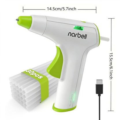 Cordless Hot Glue Gun Fast Heating USB Rechargeable 2000mAh, 12-Second Heat-Up, Anti-Drip Nozzle