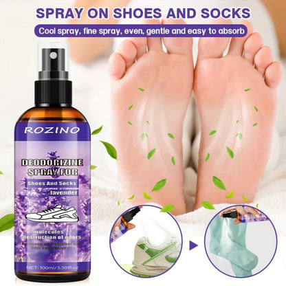 Foot Deodorizer Spray for Feet Socks & Shoes, Lavender Scent, Fast-Drying Odor Control, Glycerin Formula