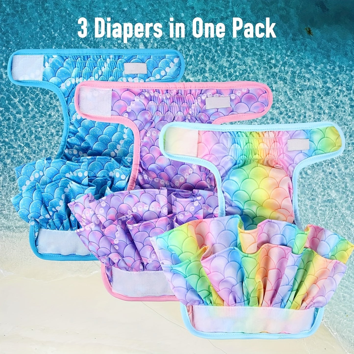 Female Dog Diapers Reusable Washable 3-Pack – Dog Panties Diaper Skirt for Dogs in Heat, Period, Incontinence & Excitable Urination, Size S