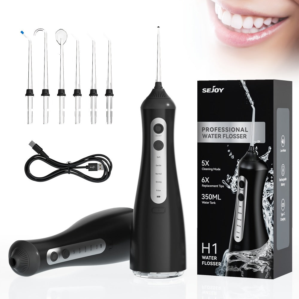 Water Flosser Cordless Oral Irrigator with Five Modes, Five Jet Tips, 1800mAh Battery and Pink or Black Options