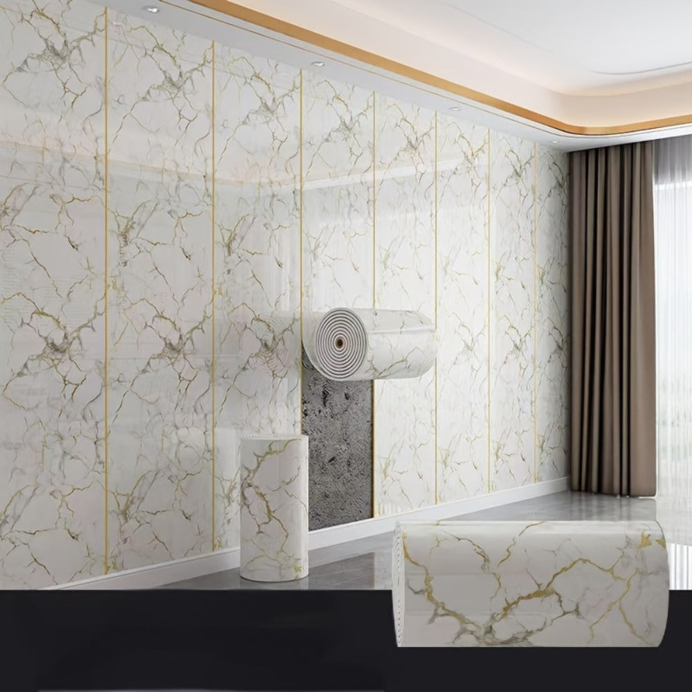 3D Marble Peel and Stick Wall Tile Stickers Self Adhesive Removable Wallpaper Roll for Kitchen Backsplash Bathroom Living Room Bedroom Wall
