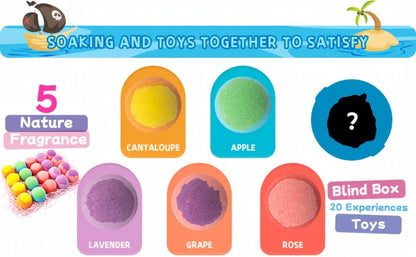 Ocean Bath Bombs Gift Set 20pcs Sea Themed Fizzy Bath Salt Balls Fun Treasure Shapes Colorful, for Bath Time, Home Spa and Personal Care