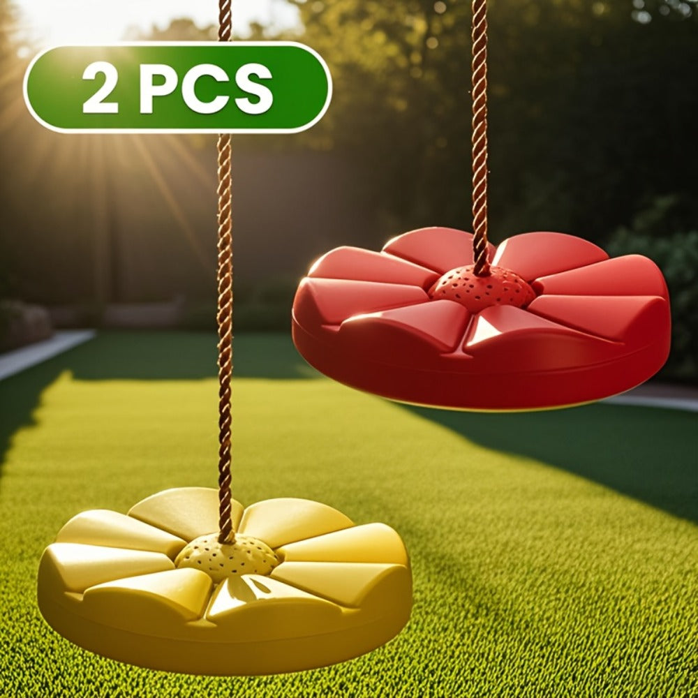 Flower Shaped Outdoor Swing Set 2 Pack Kids Backyard Hanging Swing Seat with the Listed Color, Size or Set Options for Everyday Use