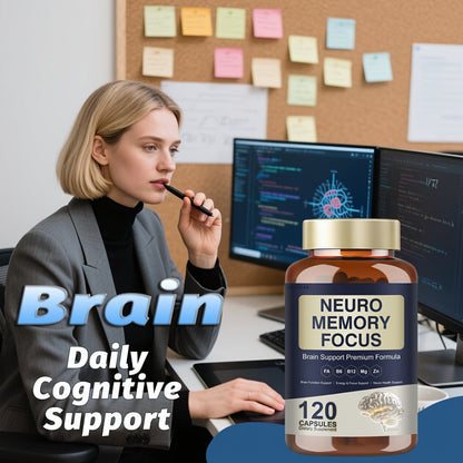 Memory Focus Brain Supplement 120 Capsules, Advanced Nootropic Formula with Ginkgo Biloba, Bacopa Monnieri