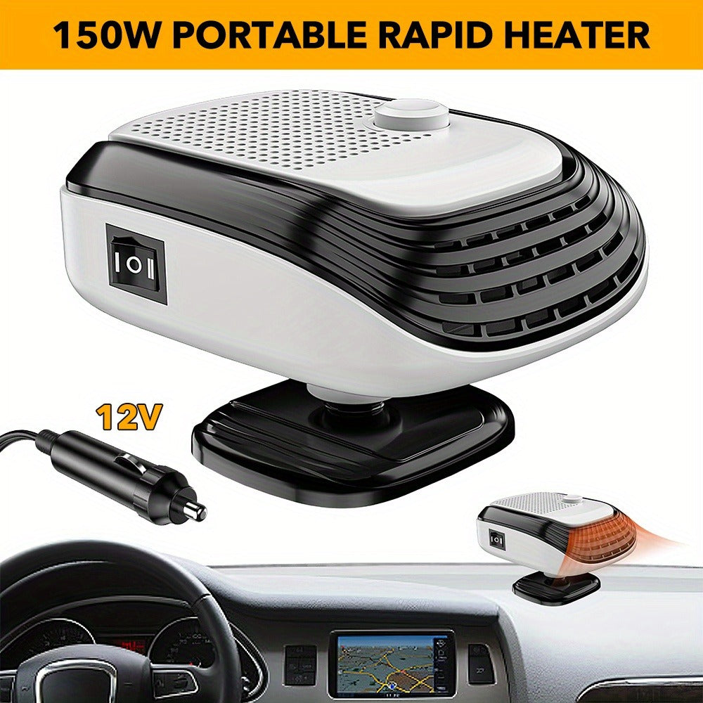 Portable Car Heater & Defroster 150W – Fast-Heating Windshield Defogger with Adjustable Airflow for Car, SUV, RV & Camping | White & Green