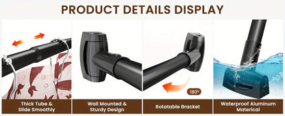 Curved Shower Curtain Rod Adjustable 43-72 Inch - Aluminum Tension Mount No Drilling Extra Space Shower Rod for Bathtub Stall
