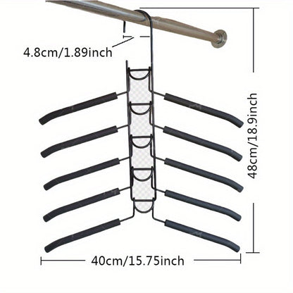 Space Saving Hangers 5-in-1 Multi-Layer Metal Closet Organizer | Heavy Duty Non-Slip Foam Pads | 2 Pack Clothes Hanger for Coats Sweaters