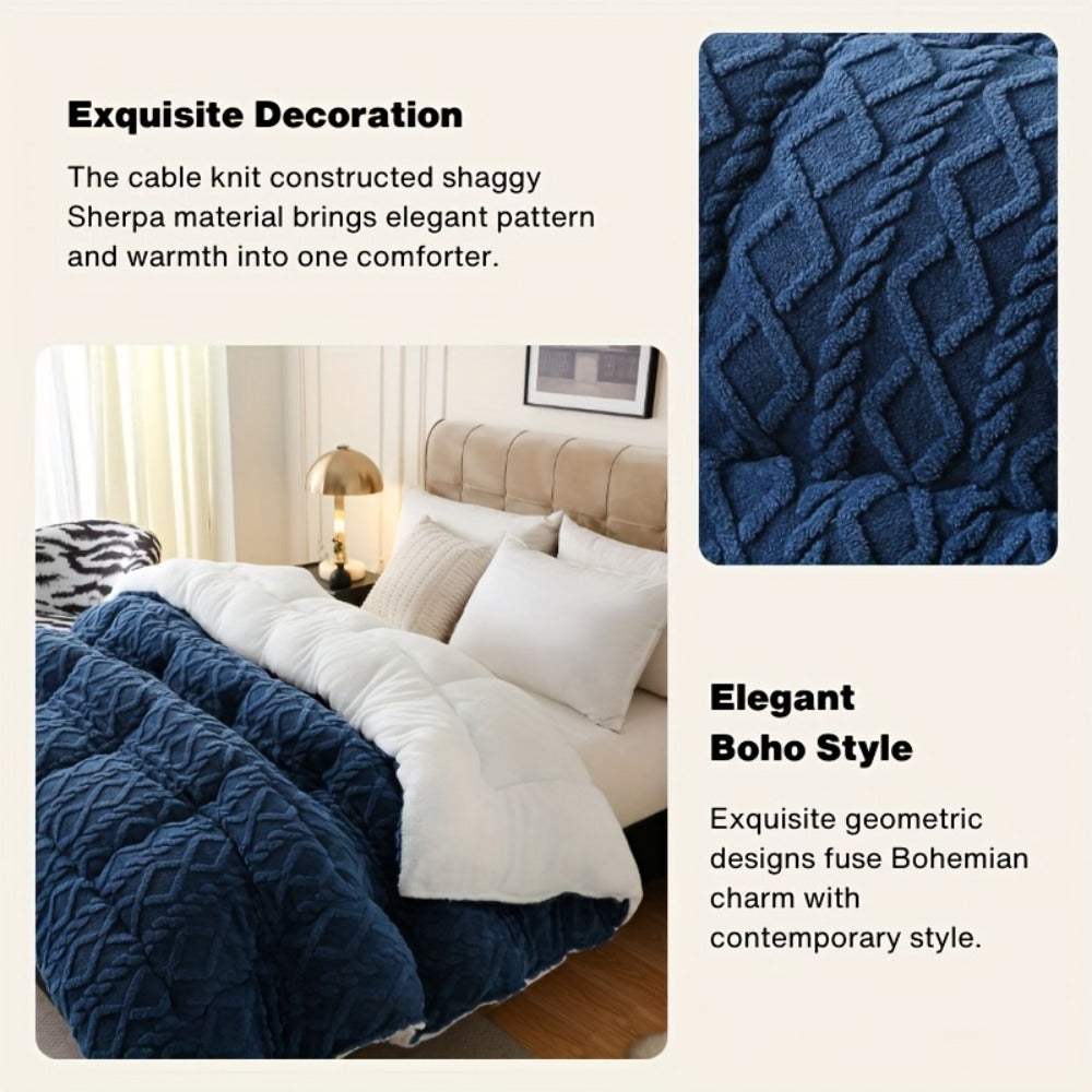 Sherpa Comforter Double-Sided Plush Taffeta, Extra Thick 500GSM Warm Fluffy Comforter for Autumn & Winter – Soft Cozy Bedding for Twin XL