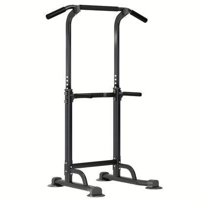 Power Tower Dip Station & Pull-Up Bar – Adjustable Height 65–83", 330 LB Capacity, H-Base Steel Frame for Pull-Ups, Chin-Ups