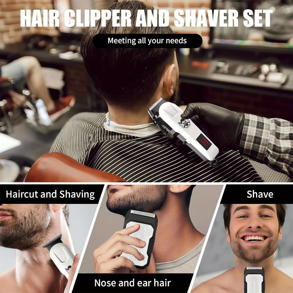 Electric Grooming Kit Hair Clipper & Razor Set USB Rechargeable with Digital Screen - 2 & 3 Piece Sets for Home Use & Salons