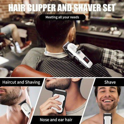 Electric Grooming Kit Hair Clipper & Razor Set USB Rechargeable with Digital Screen - 2 & 3 Piece Sets for Home Use & Salons