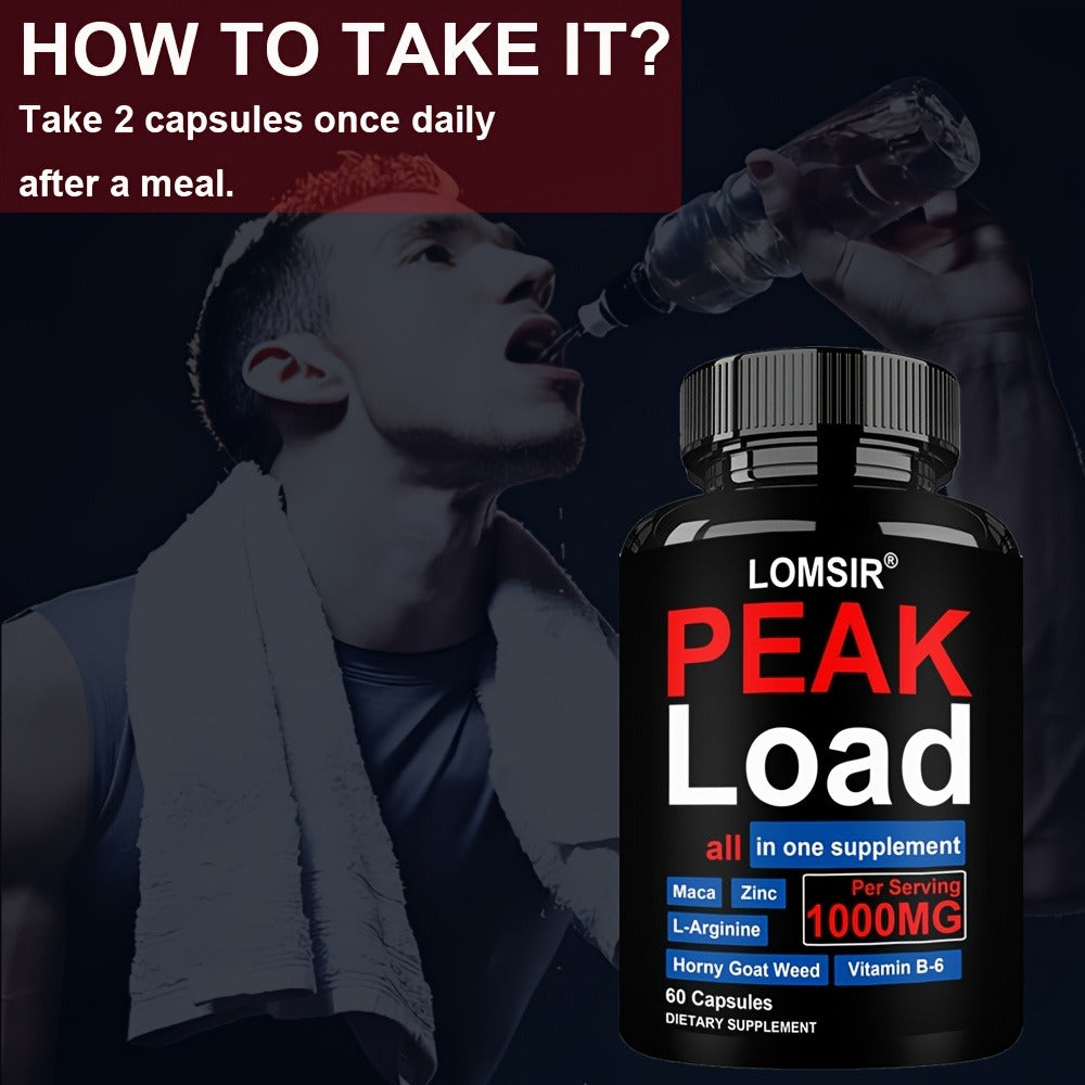 Men's Health Supplement Capsules, 60 Count in One Bottle with 950 mg Blend Printed on the Label