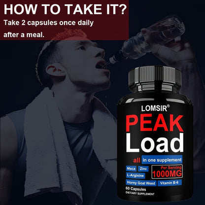 Men's Health Supplement Capsules, 60 Count in One Bottle with 950 mg Blend Printed on the Label