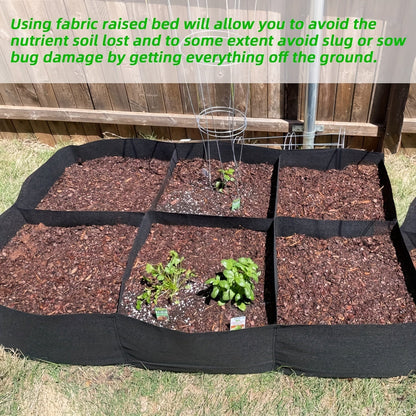 Raised Bed Grow Bag 128 Gallon 6 Grids 48x24x12 Inch | Breathable Fabric Planter for Vegetables Potatoes Flowers | Rectangle Garden Bed