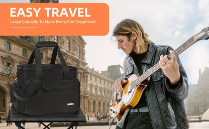 DJ Gig Bag with Removable Dividers, Padded Controller Mixer Carrying Case, Modular Interior, Touring Studio Travel Ready