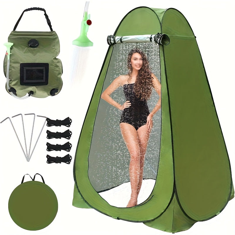 Pop-Up Privacy Tent with Portable Camping Toilet for Adults, Foldable Outdoor Shower Changing Potty Tent Kit with 12 Toilet Bags