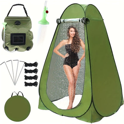 Pop-Up Privacy Tent with Portable Camping Toilet for Adults, Foldable Outdoor Shower Changing Potty Tent Kit with 12 Toilet Bags