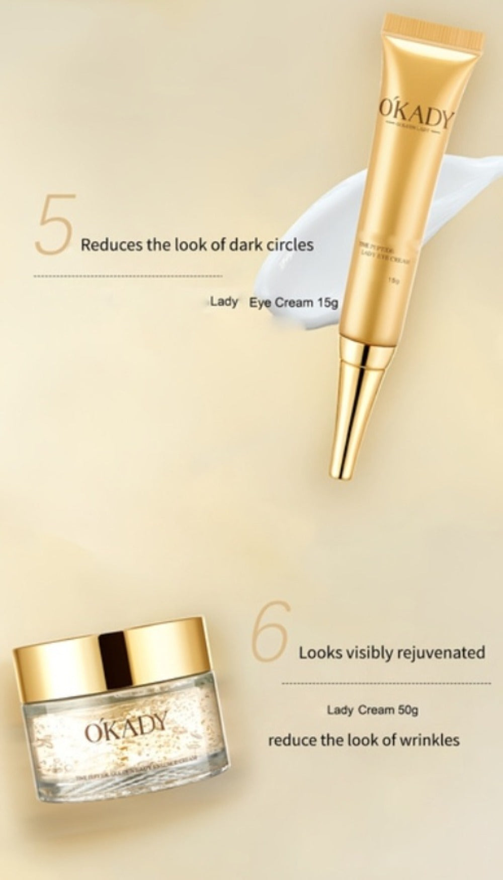 Skincare Set with OKADY Label, 10 Gold-Themed Pieces with Mud Mask Stick and Day Night Product Forms