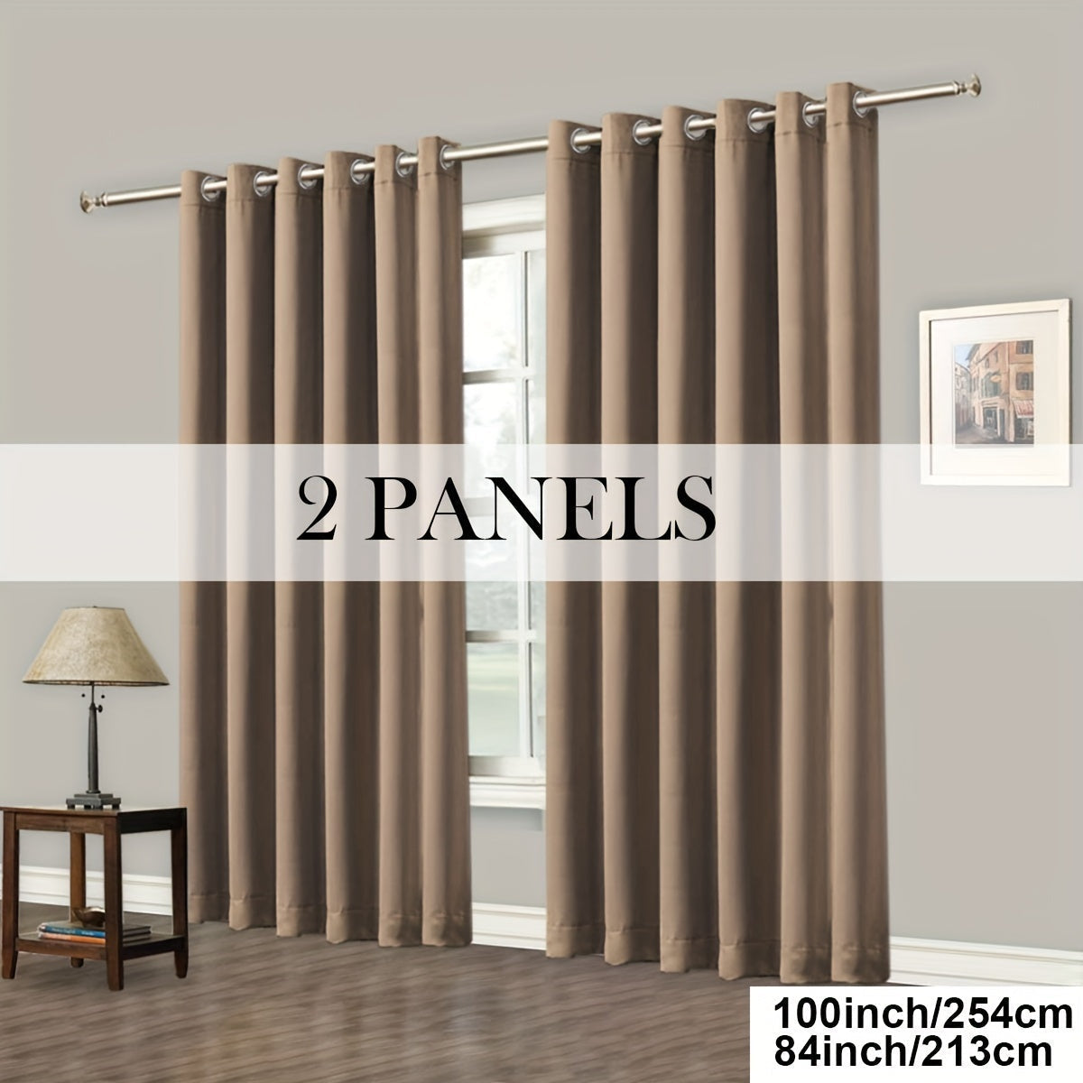 Grommet-Top Blackout Curtain Options in Nine Colors with Seven Width, Length or Panel-Count Labels