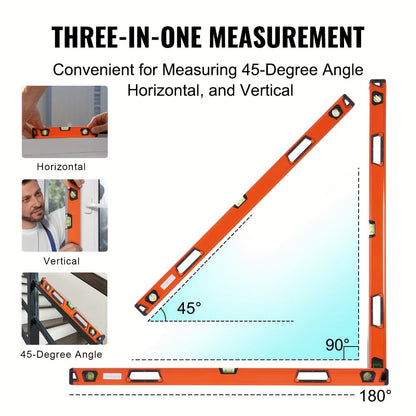 Torpedo Level Set 6-Piece Magnetic Aluminum Alloy | 10 16 24 32 48 78 Inch Spirit Level with 45 90 180 Degree Bubble Vials | Shock-Resistant