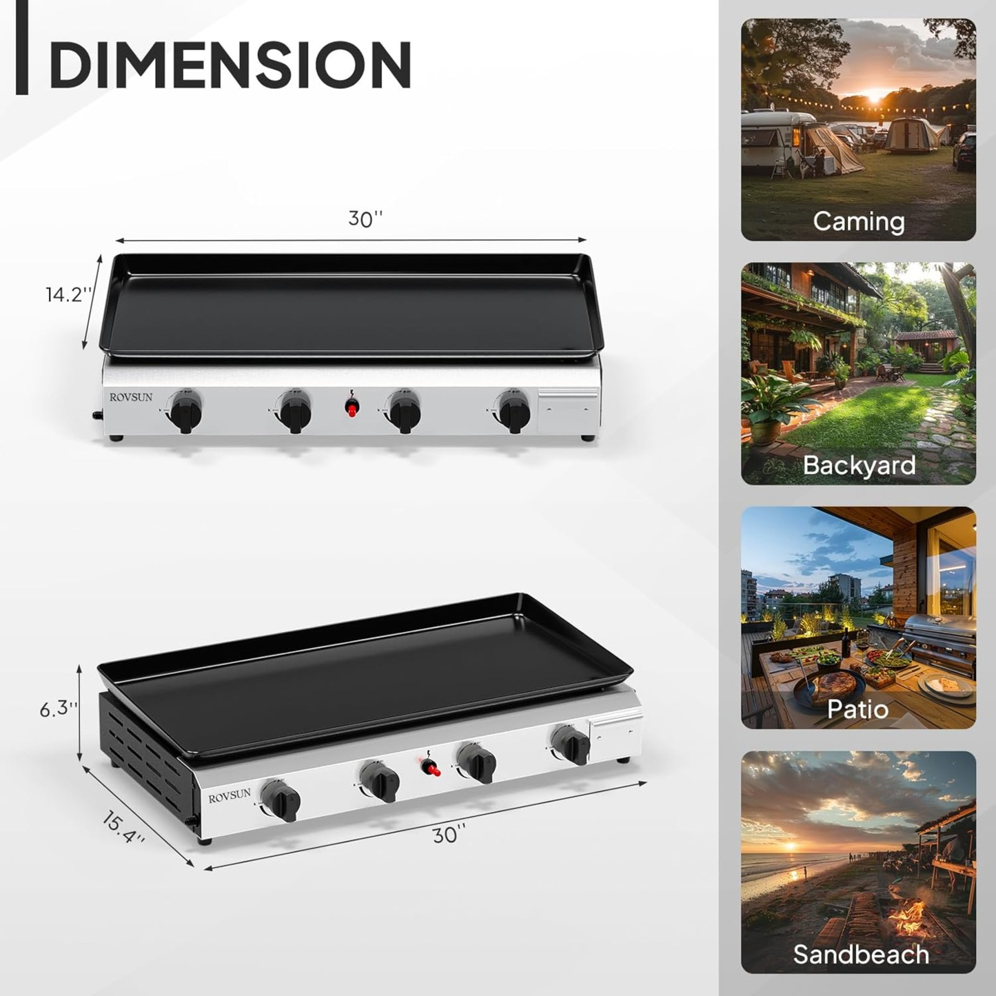 Flat Top Griddle Propane Tabletop 2 or 4 Burner, 20000 BTU Portable Gas Grill with Nonstick Enamel Tray