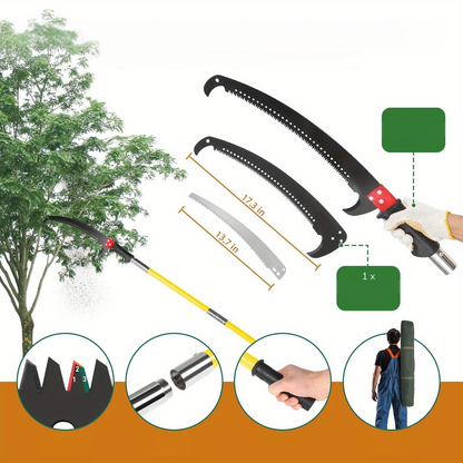 Extendable Pole Saw 26ft 2-in-1 Manual Tree Pruner, High Reach Branch Trimmer with Pruning Saw & Rope Cutter for Yard & Garden